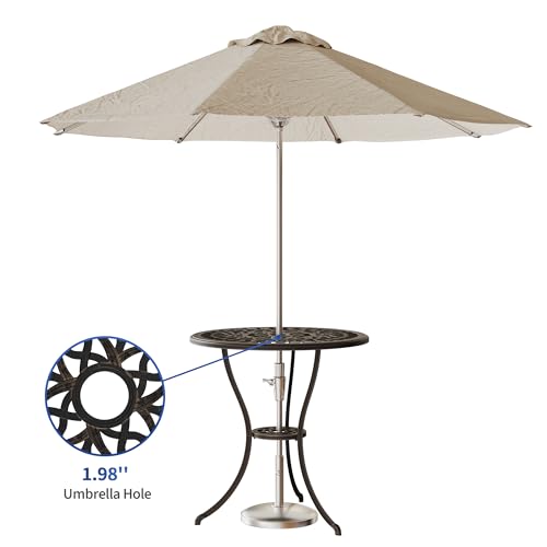 IDEALHOUSE Patio 23''Cast Aluminum Side Table with Umbrella Hole,Bronze | Outdoor Small Coffee Tables,Anti-Rust Bistro Table,Round End Table,Outdoor Furniture for Indoor,Patio,Garden,Porch,Balcony - size: 1.57'' Umbrella Hole