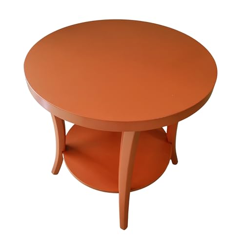 Roundhill Furniture Perth Contemporary Round End Table with Shelf - color: Orange