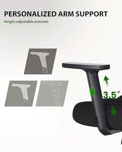 Marsail Ergonomic Office Chair Ergonomic Gaming Chair with Lumbar Support, 2D Headrest, Adjustable Armrests, Contoured Seat Cushion, Computer Desk Chair with Wheels for Home and Office - color: Black