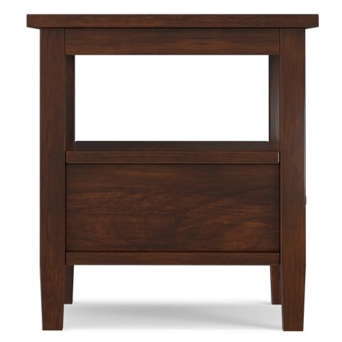 SIMPLIHOME Warm Shaker End Table - 20 inch Wide Solid Wood Side Table in Russet Brown, Transitional Accent Table for Living Room with Drawer and Lower Shelf - color: Russet Brown, size: 20 inch, style: End Table