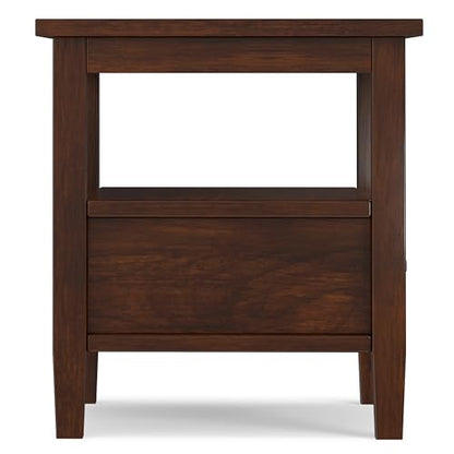 SIMPLIHOME Warm Shaker End Table - 20 inch Wide Solid Wood Side Table in Russet Brown, Transitional Accent Table for Living Room with Drawer and Lower Shelf - color: Russet Brown, size: 20 inch, style: End Table