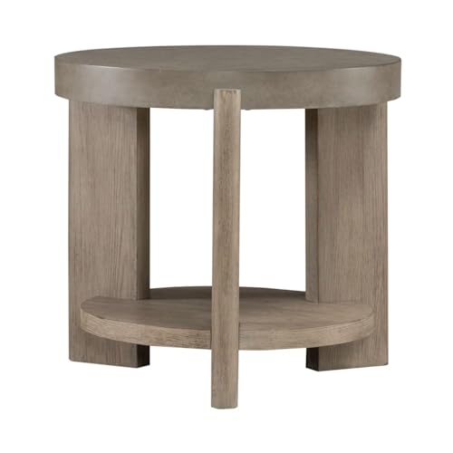 Liberty Furniture Affinity 3 Piece Set - Round Cocktail Table, 2 End Tables - Dusty Taupe Faux Concrete Tops - size: 3 Piece- Round Cocktail Table, 2 End Tables