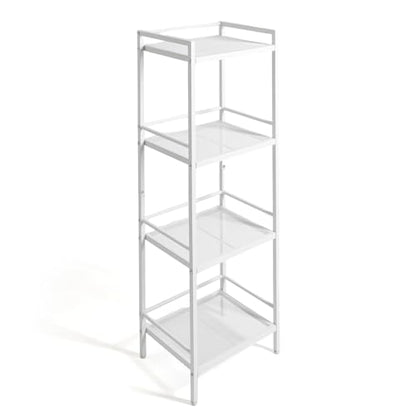 IDEALHOUSE 4 Tier Bathroom Shelves – Ladder Shelf Freestanding Rustic Home Organizer, Space-Saving Metal Storage Shelving Unit for Living Room, Bedroom, Kitchen, Office, Rustproof - color: 4 Tier White