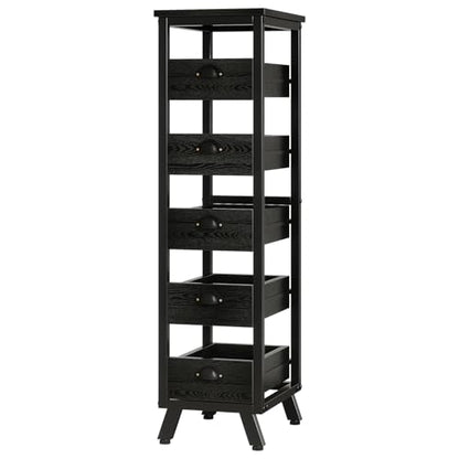 Tribesigns Black Wood Fruit and Vegetable Storage Rack, 5-Tier Narrow Snack Stand Kitchen Stand Fruit Basket, Pull-Out Utility Organizer for Kitchen, Living Room - color: Black
