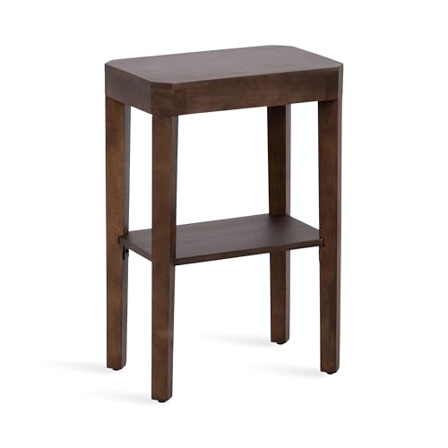 Kate and Laurel Talcott Modern Rectangle Wood Side Table, 16 x 10 x 25, Dark Brown, Transitional Decorative Two-Tier End Table for Use as a Bedroom Nightstand or Living Room Accent - color: Dark Brown, size: 16x10x25