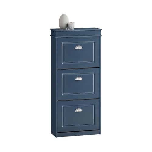Haotian Shoe Cabinet with 3 Flip Drawers, Freestanding Shoe Rack for Entryway, Shoe Organizer with Hidden Drawer, Navy Blue, FSR94-B (9.45" D x 20.87" W x 46" H) - color: Navy, size: 3 Drawers:20.8x9.4x46"