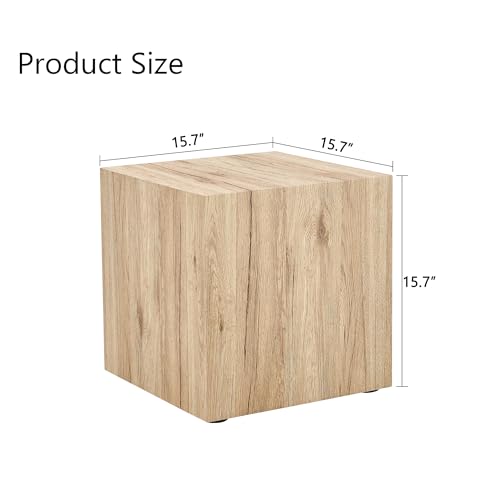 15.7" H Square Compact Coffee Table,Small Cube End Table,Modern Side Table with Stylish Wood Pattern,Minimalist Accent Table for Living Room,Office,Apartment,Nightstand(Light Wood,15.7") - color: Light Wood,15.7"h