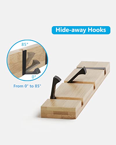 JSVER Coat Rack Wall Mount Coat Hooks, Coat Hooks Wall Mounted with 3 Standard Retractable Hooks, Space-Saving Coat Rack for Entryway, Hallway, Bathroom, Living Room, Bedroom - size: 11.8 Inch 3 Hooks