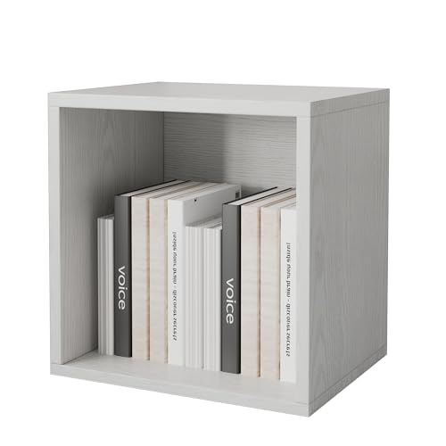 FUSUNBAO Magic DIY Cube Storage Organizer Stackable Cubes for Home Books Clothes Toy-Modular Cubby Storage System-Office Cubical-Bookcase Closet (French Oak,Drawer Cube) - color: Pure White-washed