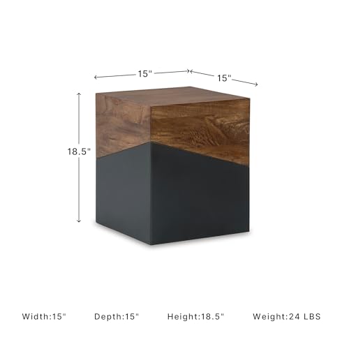 Signature Design by Ashley Trailbend Eclectic Accent End Table, Brown & Gunmetal