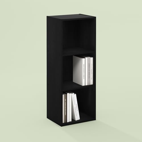 Frei 3-Tier Bookcase, Bookshelf, Toolless Assembly, for Home Office, Living Room, Bedroom, Black Oak - color: Black Oak, size: 9.3 (D) x 12 (W) x 31.5 (H) Inches