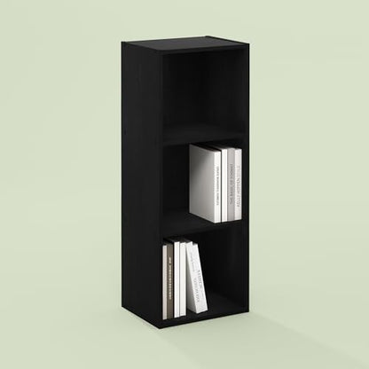 Frei 3-Tier Bookcase, Bookshelf, Toolless Assembly, for Home Office, Living Room, Bedroom, Black Oak - color: Black Oak, size: 9.3 (D) x 12 (W) x 31.5 (H) Inches
