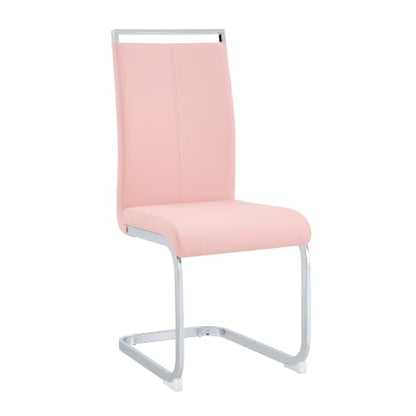 Baysitone Modern Dining Chairs Set of 2, Side Dining Room Chairs, High Back Kitchen Chairs with Faux Leather Padded Seat for Dining Room,Kitchen, Living Room Pink - color: Pink, size: Set of 2
