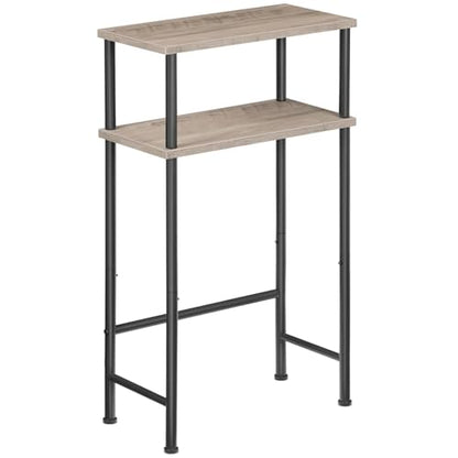 HOOBRO Narrow Console Table for Small Space, 15.7" Entryway Table with Storage, 2 Tier Sofa Table with 2 Shelves, Skinny Console Table for Entryway, Hallway, Living Room, Greige and Black BG40XG01 - color: Greige + Black