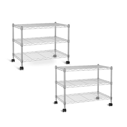Simple Deluxe 3-Tier Heavy Duty Storage Shelves 750Lb Capacity, 24.02" D x 13.78" W x 21.97" H Shelving Unit for Pantry, Garage, Laundry and Kitchen, Chrome, 2 Pack - size: 3-Tier, 13.78"W x 24.02"D x 21.97"H, style: 2 Pack