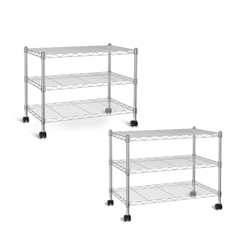 Simple Deluxe 3-Tier Heavy Duty Storage Shelves 750Lb Capacity, 24.02" D x 13.78" W x 21.97" H Shelving Unit for Pantry, Garage, Laundry and Kitchen, Chrome, 2 Pack - size: 3-Tier, 13.78"W x 24.02"D x 21.97"H, style: 2 Pack