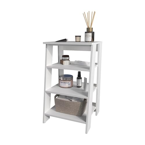 White Freestanding Bathroom Shelf with Open Storage