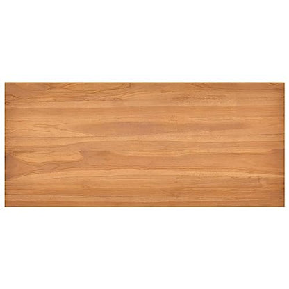 Solid Teak Wood Desk, Rustic Industrial Writing Desk with Sturdy Metal Legs, Compact Computer Table for Home Office, Small Workspace Study Table, 39.4 Inch