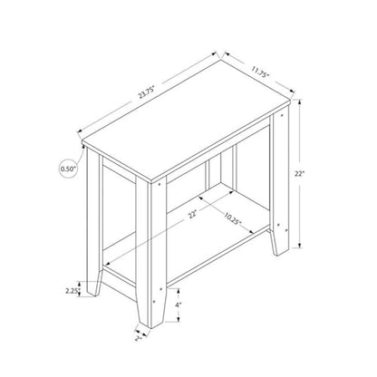 Pemberly Row Rectangular Accent Table, 23.75 in L x 11.75 in W x 22 in H, White Finish, Two-Tier Design with Lower Shelf, Sturdy Side or End Table for Living Room, Bedroom, Office - color: White