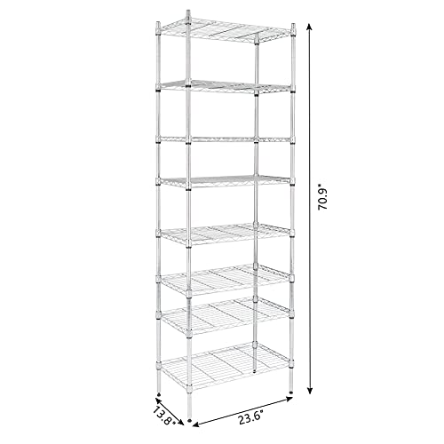 8-Tier Wire Shelving Unit, Adjustable Heavy Duty Storage Rack with Leveling Feet, Freestanding Standing Shelf Organizer, for Kitchen Pantry Garage, Chrome - color: Chrome, 8 Tier-70.87"
