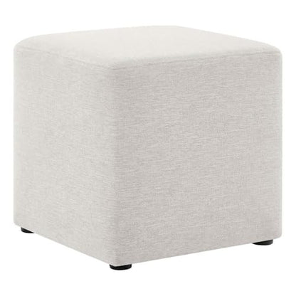Modway 17" Square Woven Heathered Fabric Upholstered Upholstered Ottoman - color: Heathered Weave Ivory