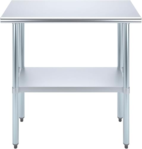 18" x 36" Stainless Steel Prep Table – NSF Certified Heavy Duty Work Table for Home & Commercial Use – Galvanized Undershelf & Legs - size: 36x18