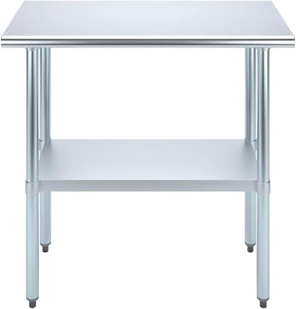 18" x 36" Stainless Steel Prep Table – NSF Certified Heavy Duty Work Table for Home & Commercial Use – Galvanized Undershelf & Legs - size: 36x18