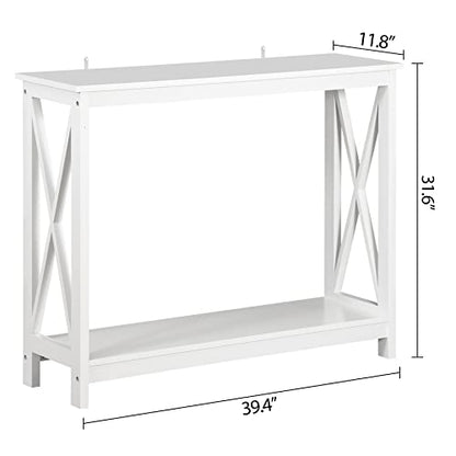 Nouva 2-Tier Narrow Console Sofa Side Table Wall Table for Hallway Foyer, White - color: White