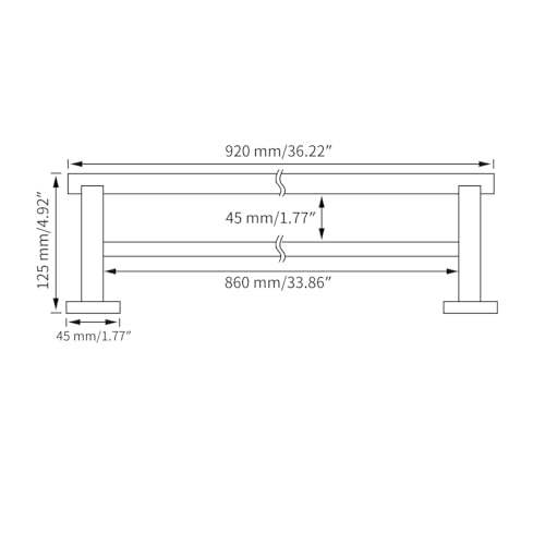 Miyili 36-Inch Bath Double Towel Bar Stainless Steel Bathroom Towel Rack Holder Wall Mount Brushed Finish, A02N90B - color: Brushed Steel, size: 36-Inch