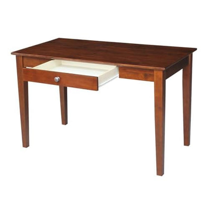 IC International Concepts, Writing Desk With Drawer, Solid Wood, Real Parawood, 48" W x 26" D x 30" H, Easy Assembly, Espresso - color: Espresso
