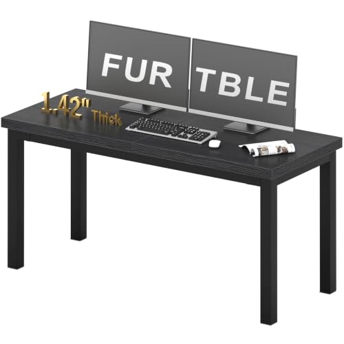 Modern Simple Table with Thick Tabletop, 47 Inch Small Computer Desk, Gaming Desk with Adjustable Feet, Study Writing Table for Home Office Work, Black - color: Black, size: 47.2x23.6inch