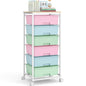 Rolling Storage Cart with 6 Drawers and Wooden Tabletop, Lockable Wheels Utility Cart for Art Studios, Office Supplies & Craft Room Organization (Rainbow) - color: Rainbow