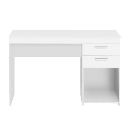 Techni Mobili 48 Inch Modern Compact Computer Desk with Drawers, White | 48 Inch modern desk with storage drawers, sturdy frame, compact design, ideal for bedrooms and home office workspaces - color: White