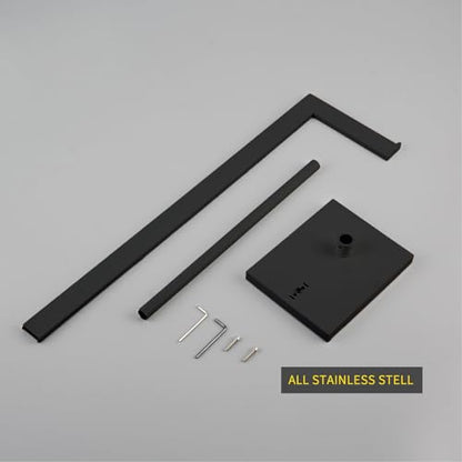 GERZWY SUS 304 Stainless Steel Toilet Paper Holder, Free Standing Lavatory Pedestal Toilet Paper Stand with Reserve, Matte Black DZY004-BK - color: Black