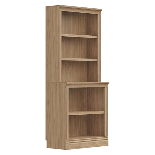 JAHRSTIM Halston Bookshelf, 5-Tier Tall Deep Storage Shelf, Adjustable Open Shelving Unit Closet Organizer and Storage for Living Room Home Office Bedroom, Modular Deep Bookcase Bookshelves - color: Oak, size: Multi-Depth w/o Doors