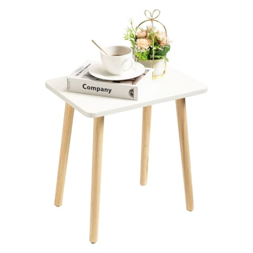 FORAOFUR Small Side Table, Modern Wood Mini Coffee Table, Easy Assembly Compact End Table for Living Room Bedroom Sofa, Minimalist White Accent Furniture for Small Spaces - color: White