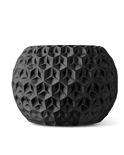 Trinity Sphere Planter – Modern Geometric Plant Pot for Indoor Plants, Succulents, Herbs Decorative Vase for Table, Shelf, Office, Home Decor (Black, Outer Dimensions: Compact 6" Width x 4.5" Height)