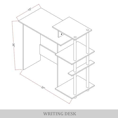 Elegance Writing Desk with Multi-Tier Open Shelves, Study Computer Desk for Home Office, Light Grey - color: Light Grey