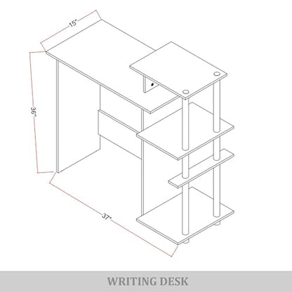 Elegance Writing Desk with Multi-Tier Open Shelves, Study Computer Desk for Home Office, Light Oak - color: Light Oak