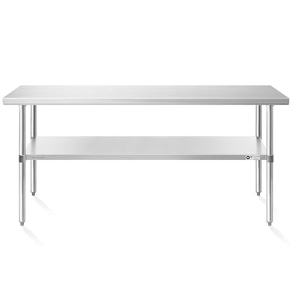 KUTLER Stainless Steel Table 30 x 60 Inches, NSF Heavy Duty Commercial Kitchen Prep and Work Table with Undershelf for Restaurant, Hotel, Home - size: 30" x 60"