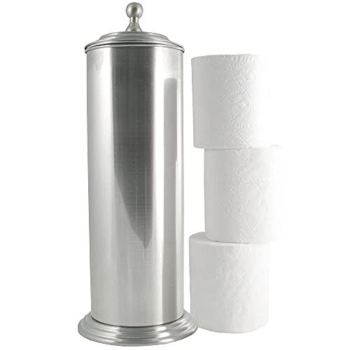 LDR Industries 164 6456BN Ashton Free Standing Regular Size Roll Toilet Paper Holder Canister, Brushed Nickel - color: Brushed Nickel