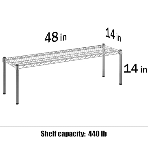 14" Deep x 48" Wide x 14" Height Wire Shelving Kit | 1-Tier | NSF Commercial Storage Rack Unit - size: 14" Deep x 48" Wide