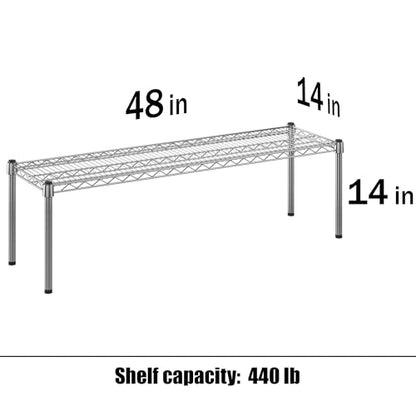 14" Deep x 48" Wide x 14" Height Wire Shelving Kit | 1-Tier | NSF Commercial Storage Rack Unit - size: 14" Deep x 48" Wide