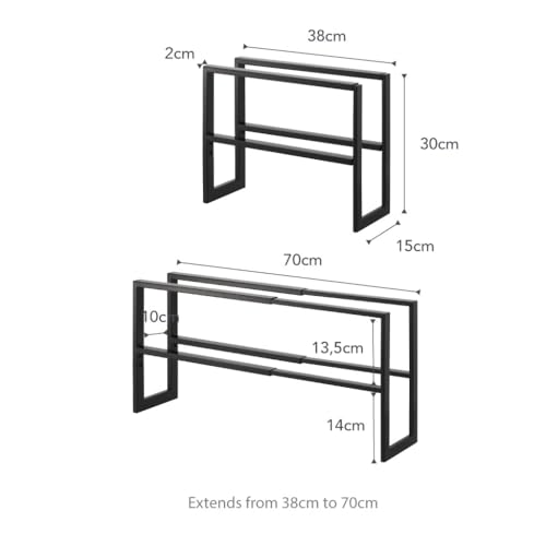 YAMAZAKI Home Expanding Shoe Rack, Metal, Adjustable Steel One Size Black - color: Black, size: Double