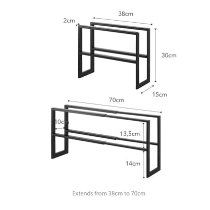 YAMAZAKI Home Expanding Shoe Rack, Metal, Adjustable Steel One Size Black - color: Black, size: Double