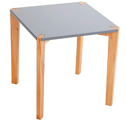BIRDROCK HOME End Table with Grey Top and Wooden Legs – Modern Minimalist Furniture - Natural Wood Legs – Lightweight Night Stand – Square Side Unique Decorative End Accent – Living Room Bedroom