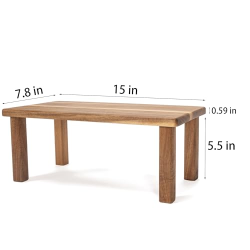 Kitchen Cabinet Counter Shelf Acacia Wood Desktop Organizer Shelf | Wooden Kitchen Cabinet Countertop Organizer Tabletop Shelf Display Stand Coffee Station Organizer Desk Shelf for Top of Desk