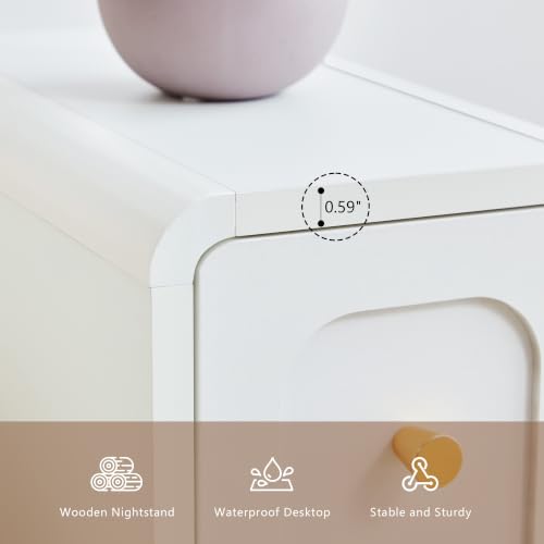 Narrow Nightstand with 2 Drawers, Small Bedside Tables, Mid-Century Modern Slim Night Stand with Storage, Wooden End Table for Small Spaces, Bedroom, Living Room - color: 2drawers-white-1pcs