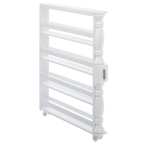 Slim Rolling Can and Spice Racks - White - color: White