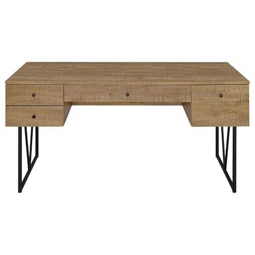 Coaster Home Furnishings - Analiese - Wood - 4-Drawer Writing Desk with Metal Legs, and V-Bracing Profile - Home Office - 63-Inch - Mango - 801851 - color: Mango